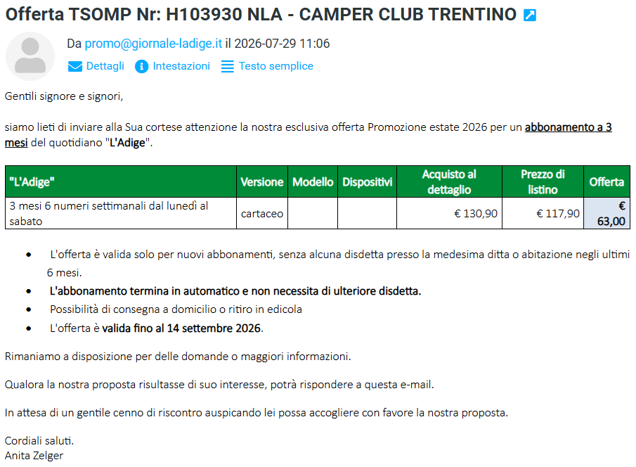 promo L'Adige Cartaceo
